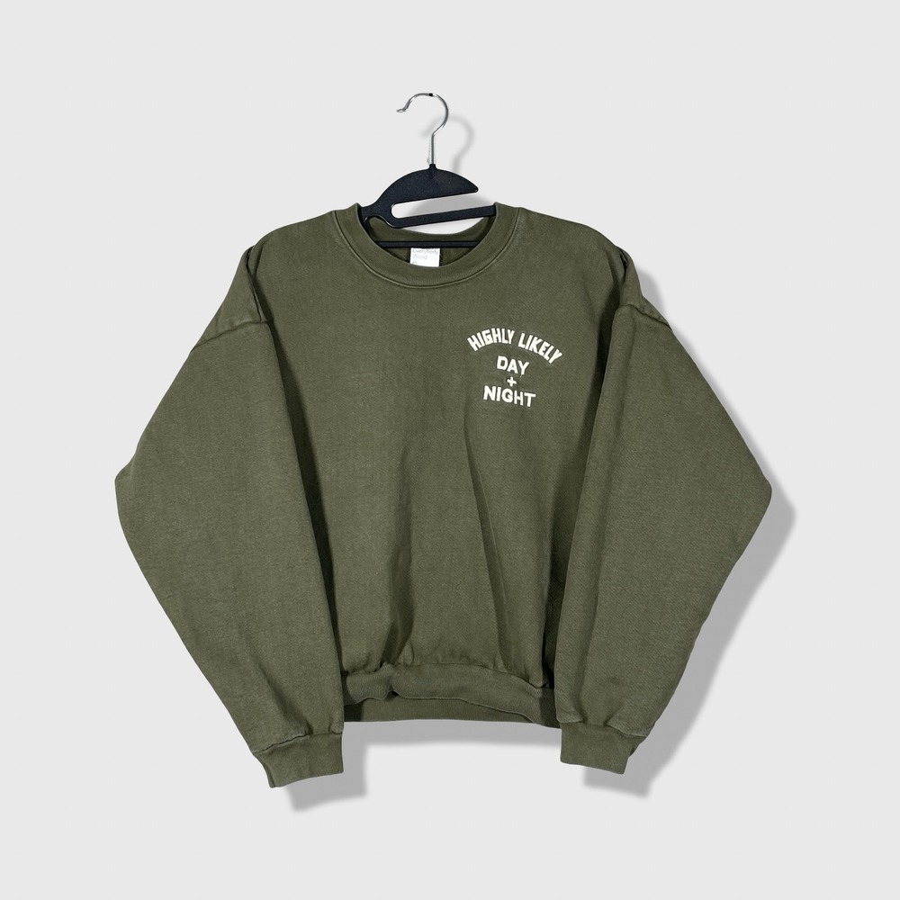 Everybody World Sweatshirt Womens S Green Highly Likely Day Night Streetwear